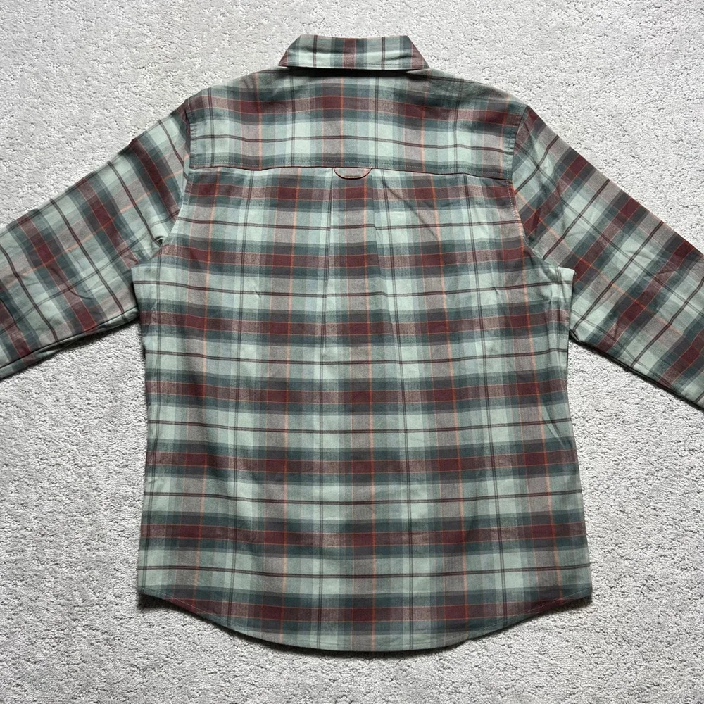 LL Bean Mountainside Brushed Performance Shirt Mens M Plaid Red Green Snap Front - Picture 12 of 16